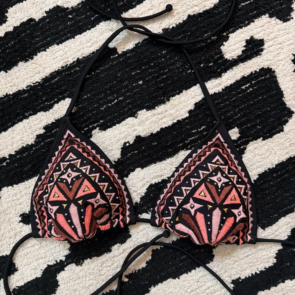 Y2K Embellished Tie Bikini Top